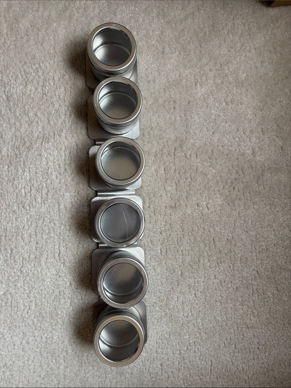 Magnetic Spice or Craft Jars in Silver - 6-Pack